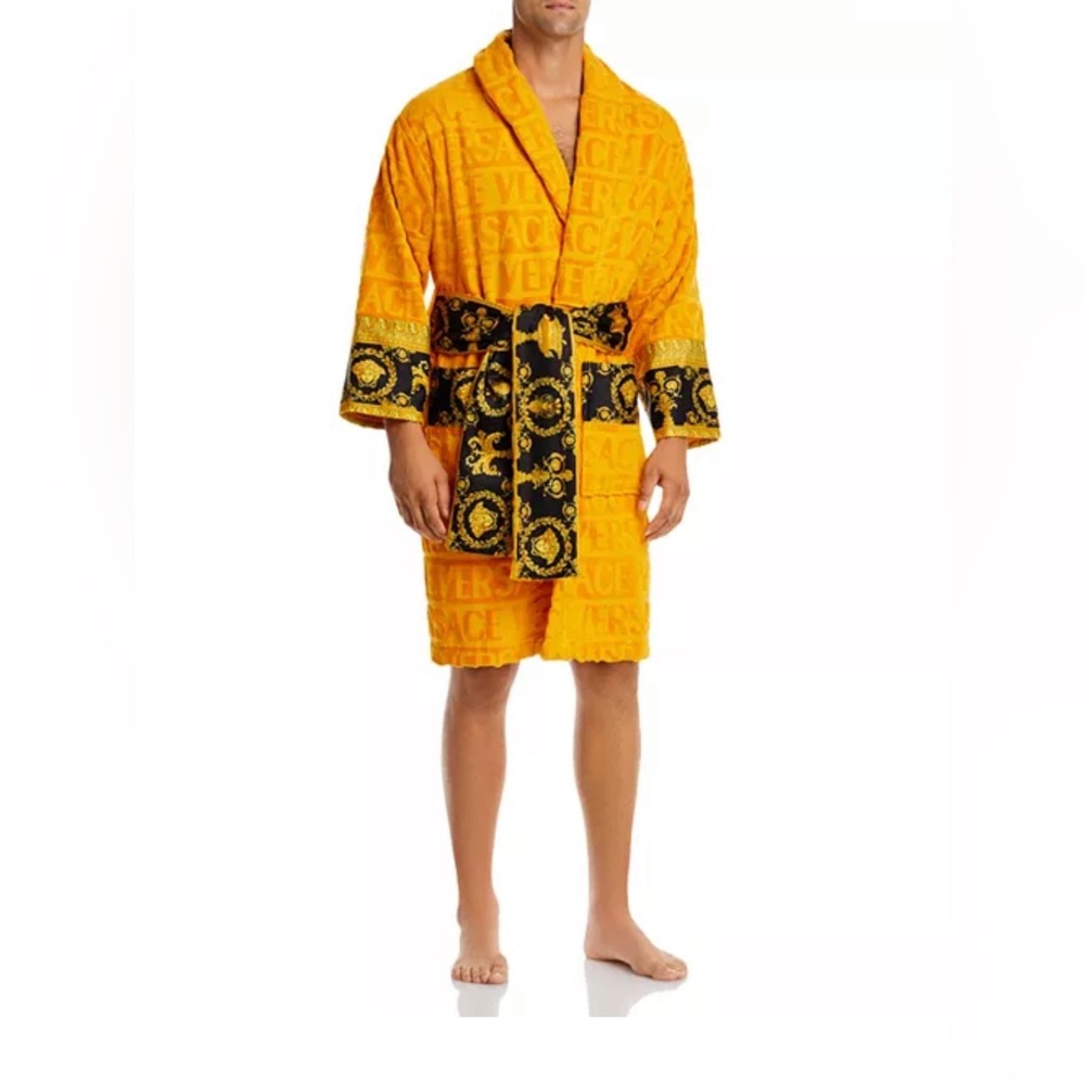 Versace I Heart Baroque Yellow and Black Robe